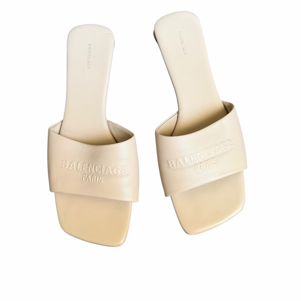 Balenciaga Duty Free Slide Sandals Nude Leather Size 39 Made in Italy
